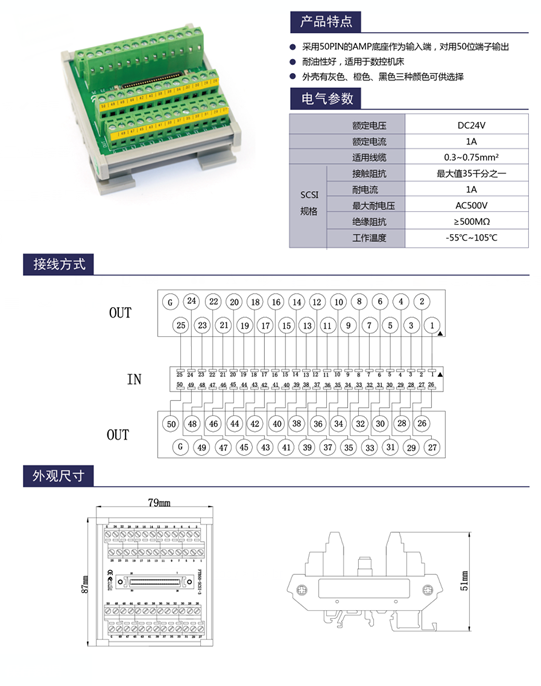 伺服驱动器专用转接模块FTB50-SCISI-3