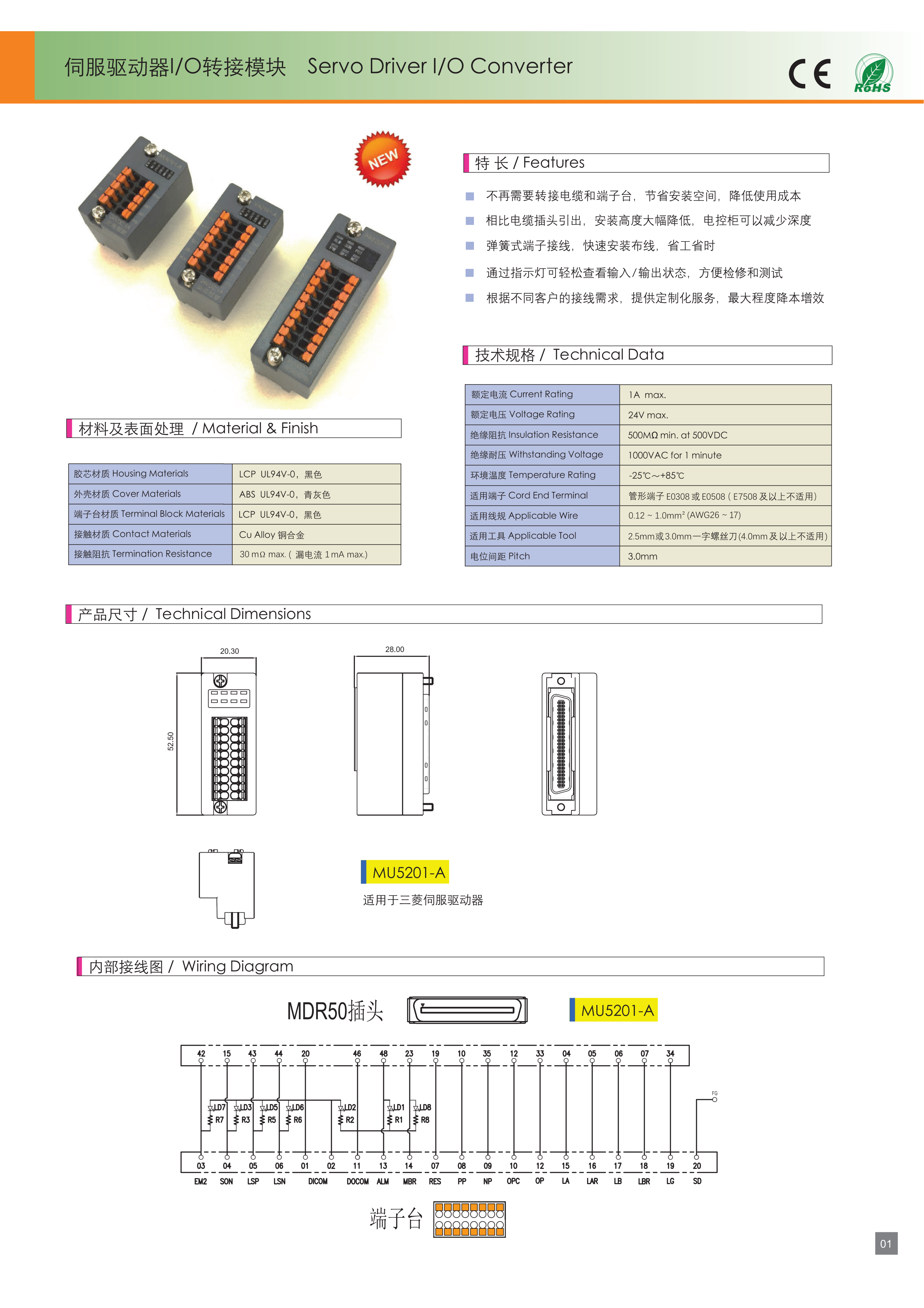 伺服接口连接器